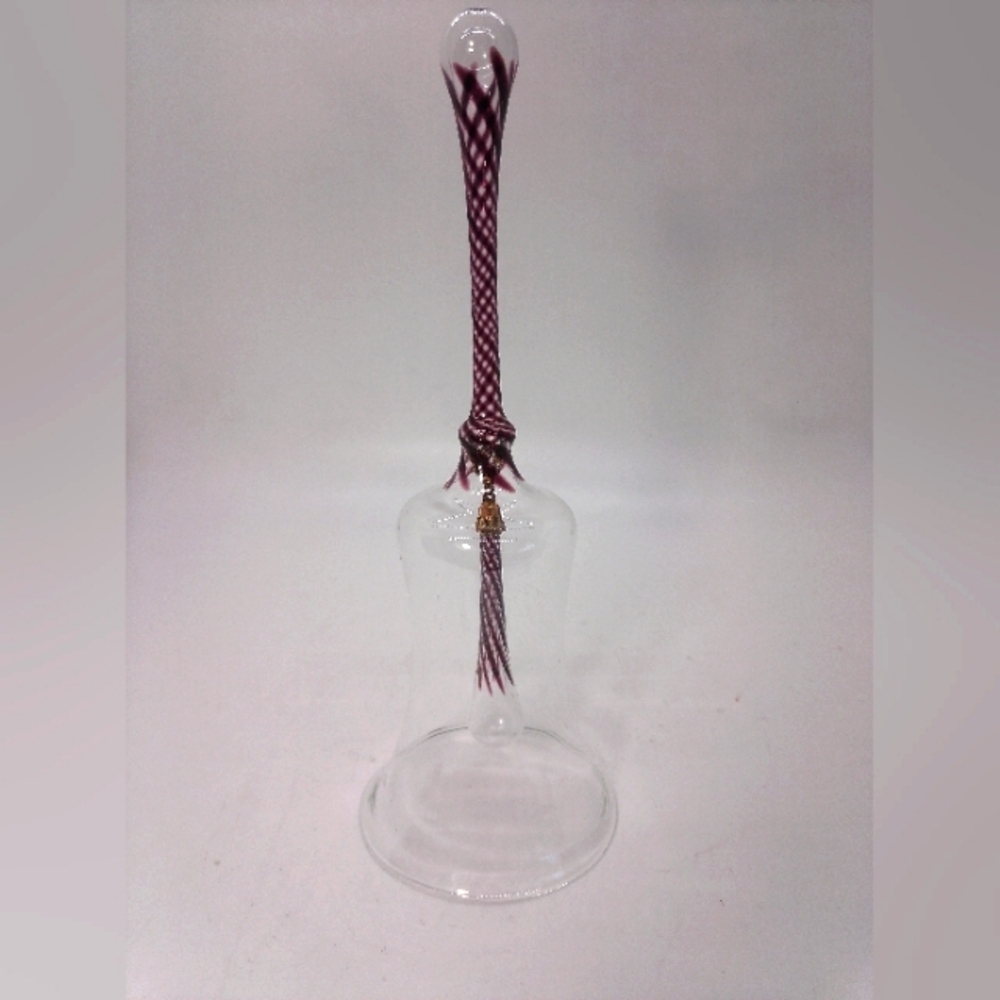 Hand Blown Elegant Glass Bell with Purple Swirl